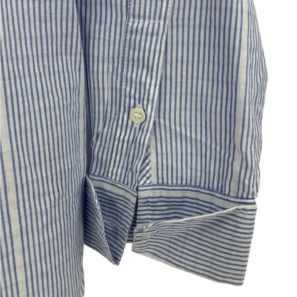 J.Crew Blue White Striped Pintuck Button-Down Shirt Women’s Size 4 Cotton - Picture 3 of 6